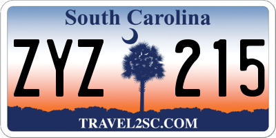 SC license plate ZYZ215