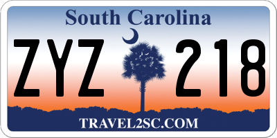 SC license plate ZYZ218