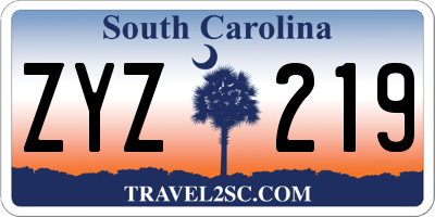 SC license plate ZYZ219