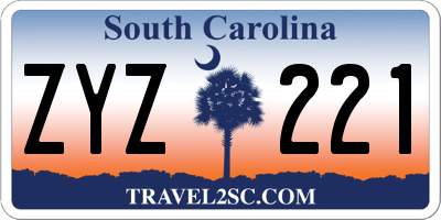 SC license plate ZYZ221