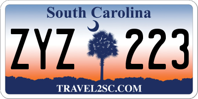 SC license plate ZYZ223