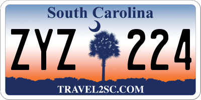 SC license plate ZYZ224