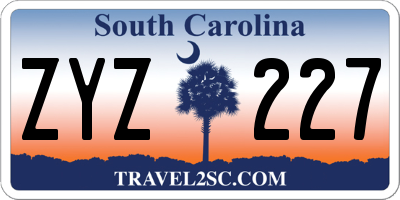 SC license plate ZYZ227