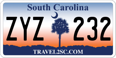 SC license plate ZYZ232