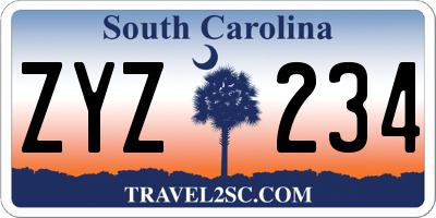 SC license plate ZYZ234