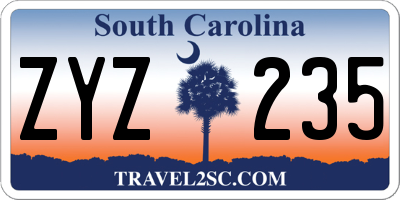 SC license plate ZYZ235