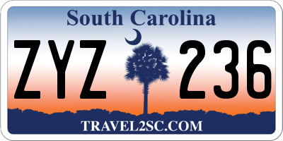 SC license plate ZYZ236