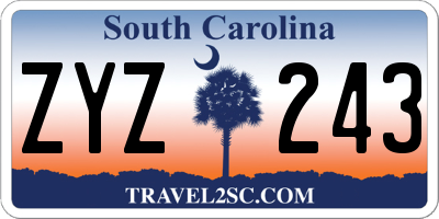 SC license plate ZYZ243