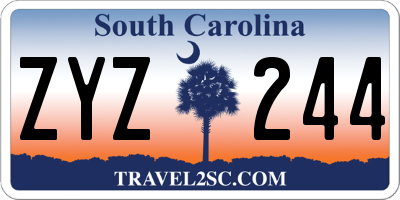 SC license plate ZYZ244