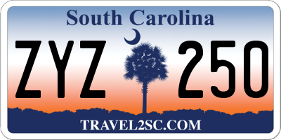 SC license plate ZYZ250