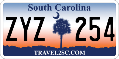 SC license plate ZYZ254