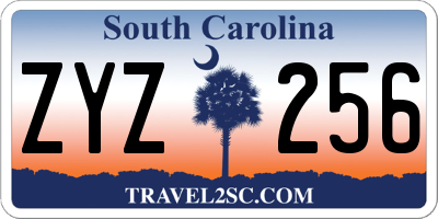 SC license plate ZYZ256