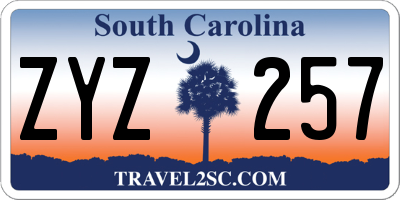 SC license plate ZYZ257