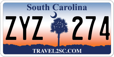 SC license plate ZYZ274