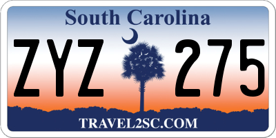 SC license plate ZYZ275