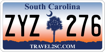 SC license plate ZYZ276