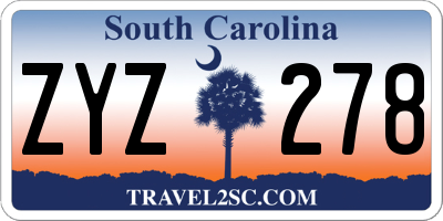 SC license plate ZYZ278