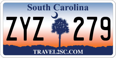 SC license plate ZYZ279