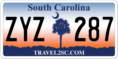 SC license plate ZYZ287