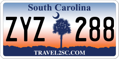 SC license plate ZYZ288