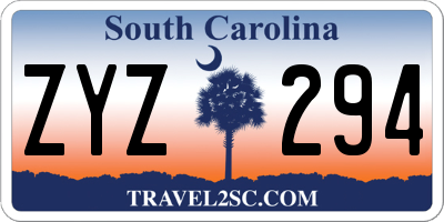 SC license plate ZYZ294