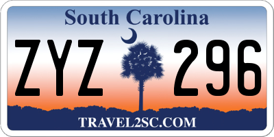 SC license plate ZYZ296