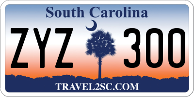 SC license plate ZYZ300