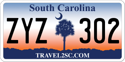 SC license plate ZYZ302