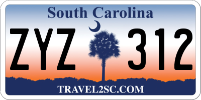 SC license plate ZYZ312
