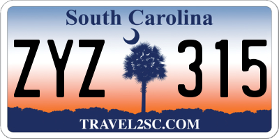 SC license plate ZYZ315
