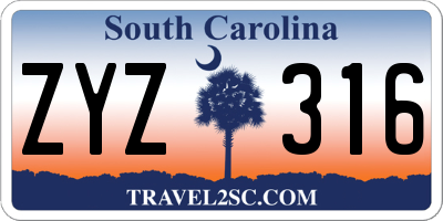 SC license plate ZYZ316