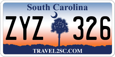SC license plate ZYZ326