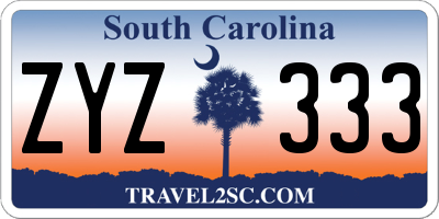 SC license plate ZYZ333