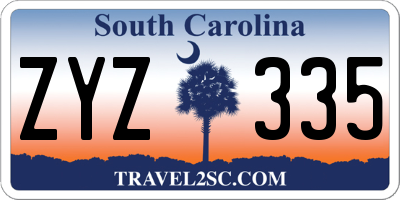 SC license plate ZYZ335