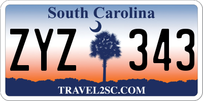 SC license plate ZYZ343