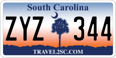 SC license plate ZYZ344