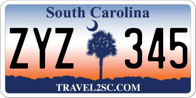SC license plate ZYZ345