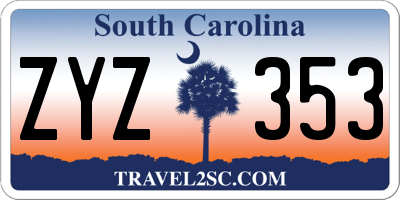 SC license plate ZYZ353