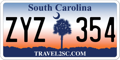 SC license plate ZYZ354