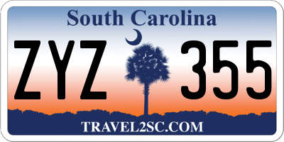 SC license plate ZYZ355