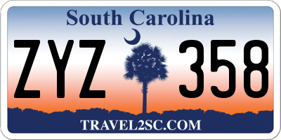 SC license plate ZYZ358