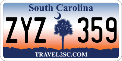 SC license plate ZYZ359