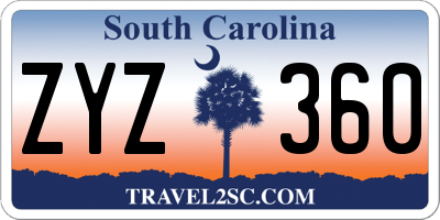 SC license plate ZYZ360