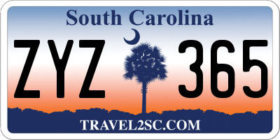 SC license plate ZYZ365