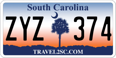 SC license plate ZYZ374
