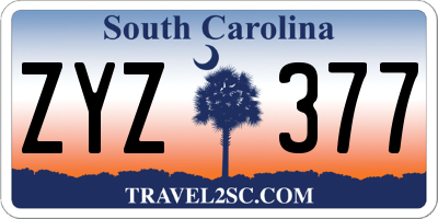 SC license plate ZYZ377