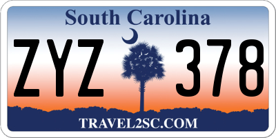 SC license plate ZYZ378