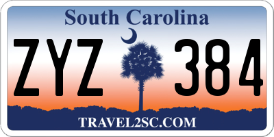 SC license plate ZYZ384
