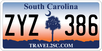 SC license plate ZYZ386
