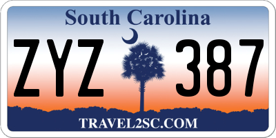 SC license plate ZYZ387